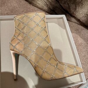 Betsey Johnson Gold Heeled Boots with Silver Accents